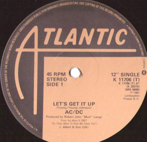 AC/DC : Let's Get It Up (12")