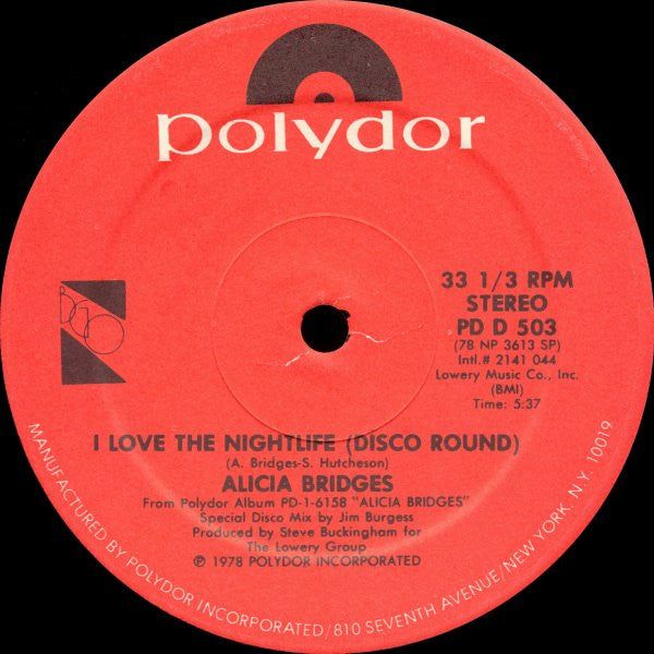 Alicia Bridges : I Love The Nightlife (Disco Round) (12", SP )