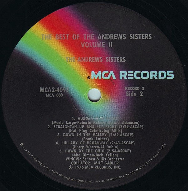 The Andrews Sisters : The Best Of The Andrews Sisters Vol. II (2xLP, Comp, Gat)