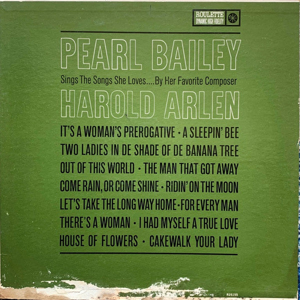 Pearl Bailey : Pearl Bailey Sings The Songs She Loves.... By Her Favorite Composer Harold Arlen (LP, Album, Mono, RP, Pit)