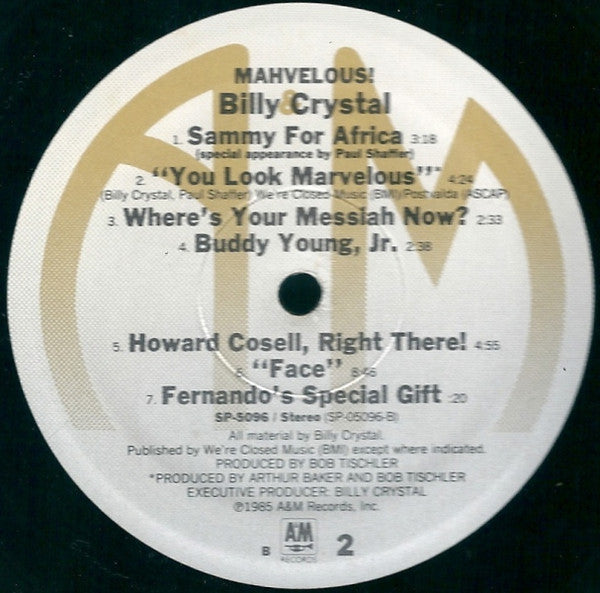 Billy Crystal : Mahvelous! (LP, Album, B -)