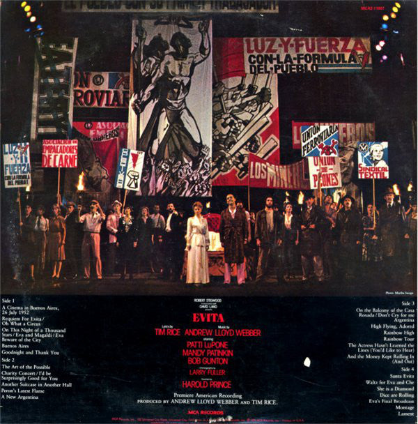 Andrew Lloyd Webber And Tim Rice : Evita: Premiere American Recording (2xLP, Album, Glo)