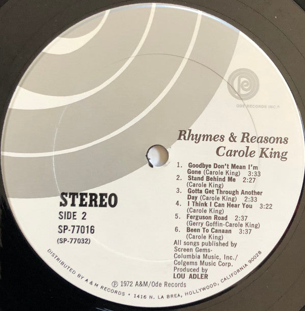 Carole King : Rhymes & Reasons (LP, Album, Ter)
