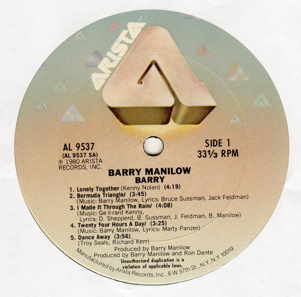 Barry Manilow : Barry (LP, Album, Ter)