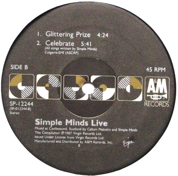 Simple Minds : Promised You A Miracle / Book Of Brilliant Things / Glittering Prize / Celebrate (Simple Minds Live) (12", Single)