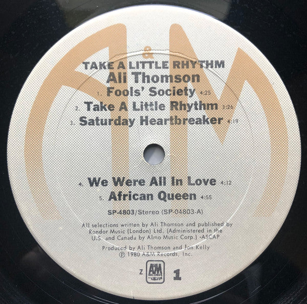 Ali Thomson : Take A Little Rhythm (LP, Album, San)