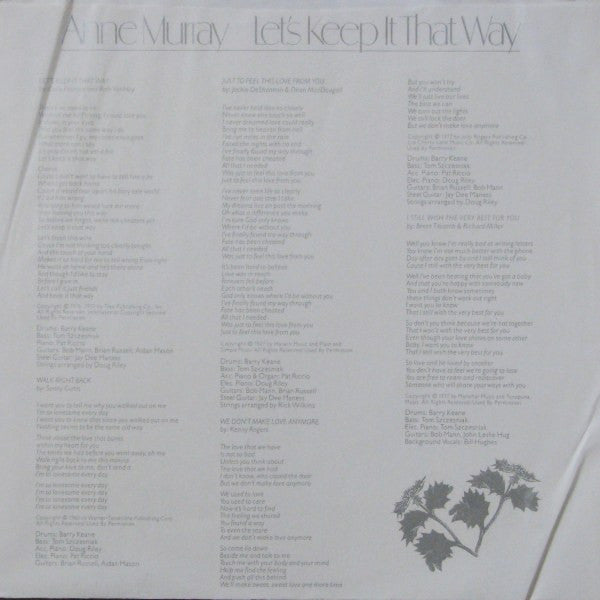 Anne Murray : Let's Keep It That Way (LP, Album, Win)