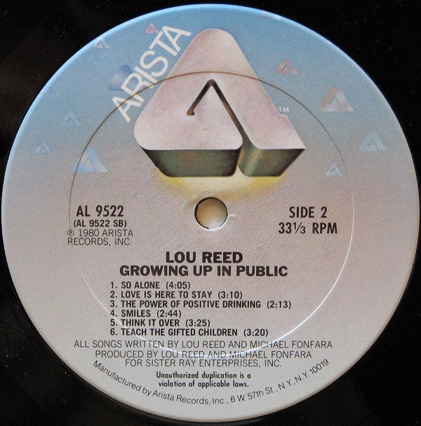 Lou Reed : Growing Up In Public (LP, Album, San)