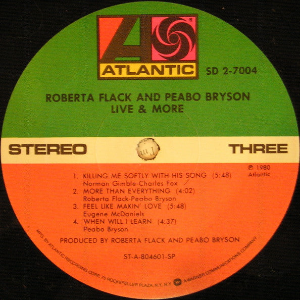 Roberta Flack And Peabo Bryson : Live & More (2xLP, Album, SP )