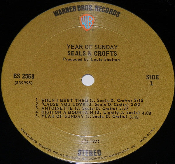 Seals & Crofts : Year Of Sunday (LP, Album, Ter)