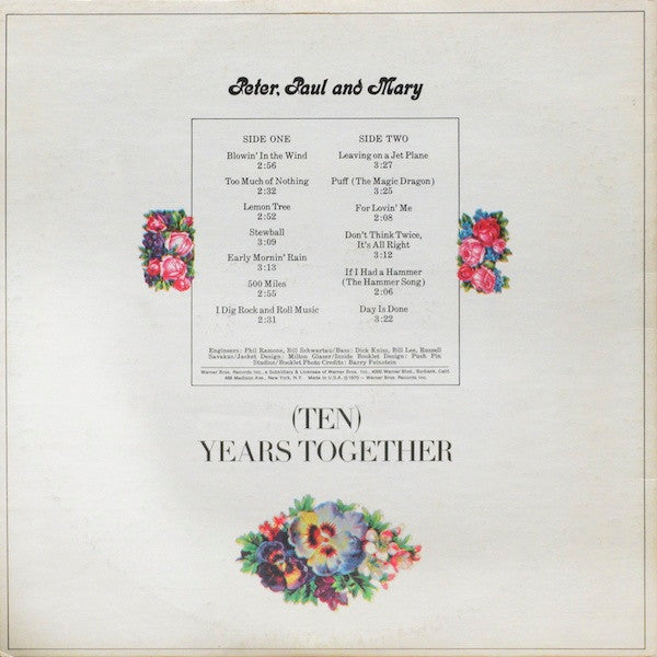 Peter, Paul & Mary : The Best Of Peter, Paul And Mary: (Ten) Years Together (LP, Comp, Ter)
