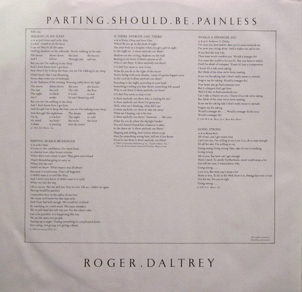 Roger Daltrey : Parting Should Be Painless (LP, Album)