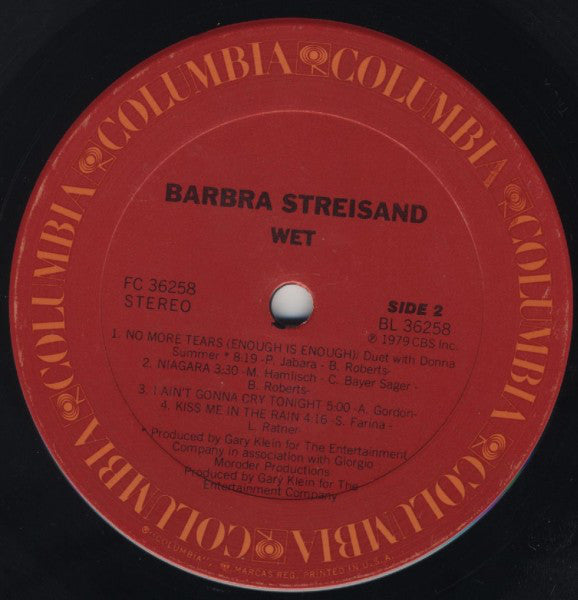 Barbra Streisand : Wet (LP, Album, Ter)