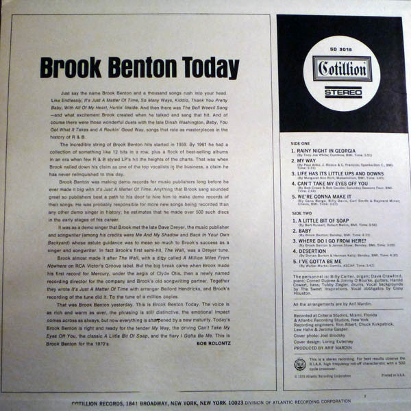 Brook Benton : Brook Benton Today (LP, Album, CTH)