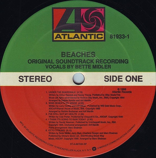 Bette Midler : Beaches (Original Soundtrack Recording) (LP, Album, Spe)