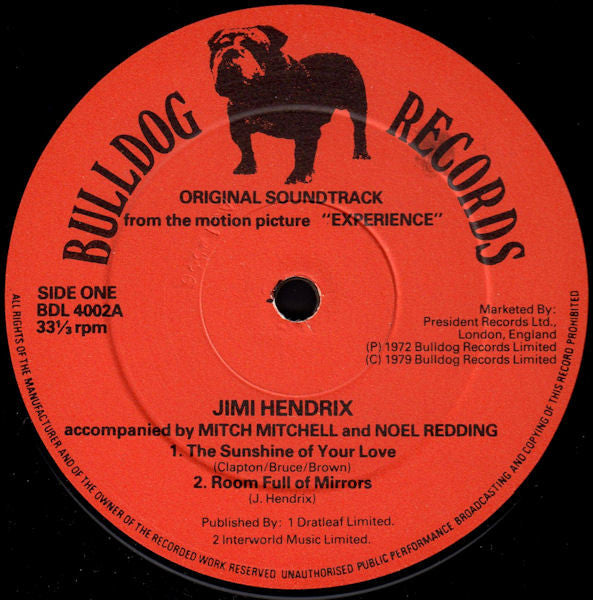 Jimi Hendrix : Original Sound Track From The Feature Length Motion Picture “Experience” (LP, Album, RE)