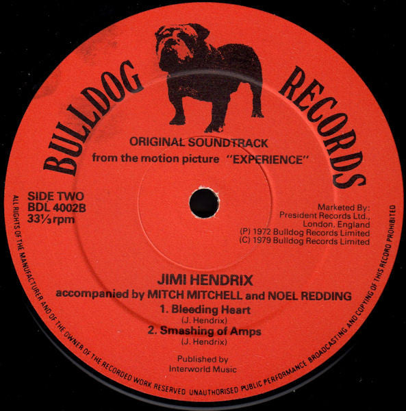 Jimi Hendrix : Original Sound Track From The Feature Length Motion Picture “Experience” (LP, Album, RE)