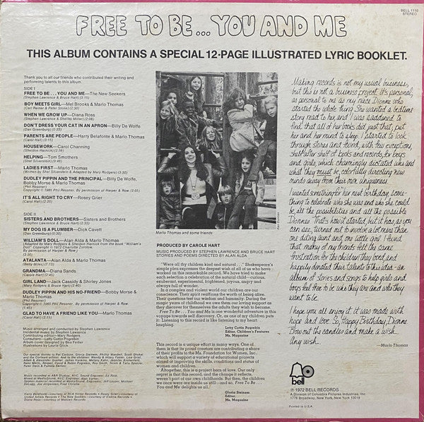 Marlo Thomas And Friends : Free To Be... You And Me (LP, Album, BW )