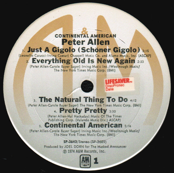 Peter Allen : Continental American (LP)