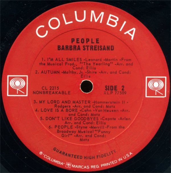 Barbra Streisand : People (LP, Album, Mono, Ter)