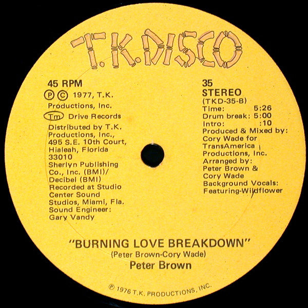 Peter Brown (2) : Do Ya Wanna Get Funky With Me / Burning Love Breakdown (12")