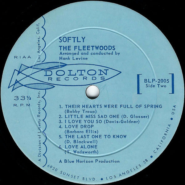 The Fleetwoods : Softly (LP, Album, Mono)