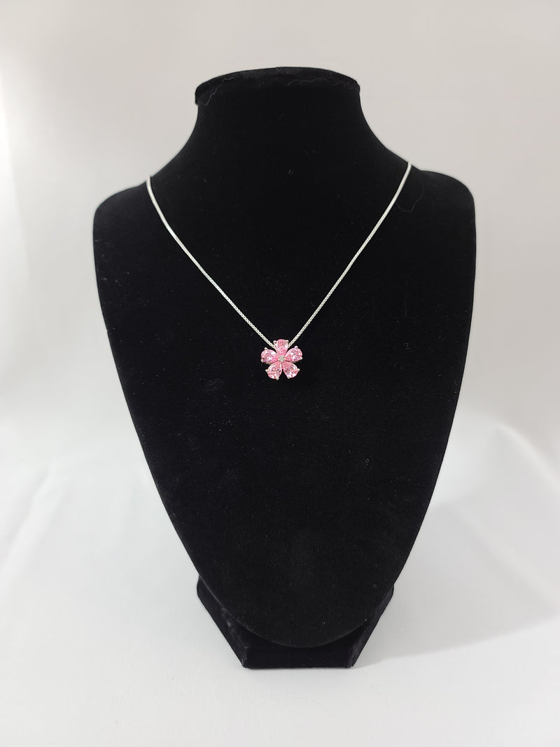 Pink daisy with Silver Chain