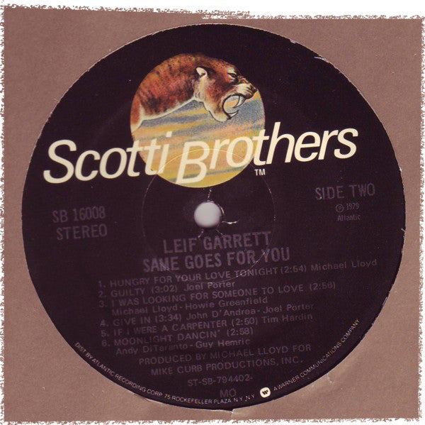 Leif Garrett : Same Goes For You (LP, Album, MO)