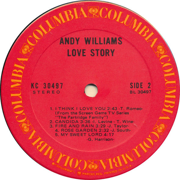 Andy Williams : Love Story (LP, Album, Ter)