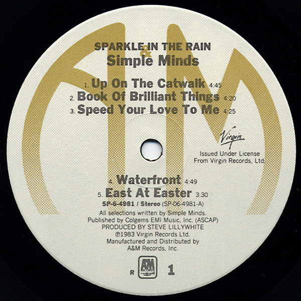 Simple Minds : Sparkle In The Rain (LP, Album, "R")
