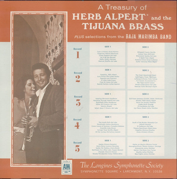 Herb Alpert & The Tijuana Brass, Baja Marimba Band : A Treasury Of Herb Alpert And The Tijuana Brass Plus Selections From The Baja Marimba Band (5xLP, Comp + Box, Comp)