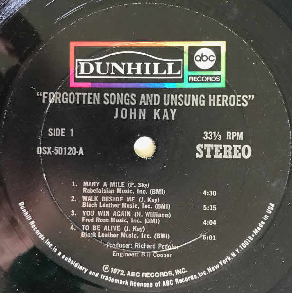 John Kay : Forgotten Songs & Unsung Heroes (LP, Mon)