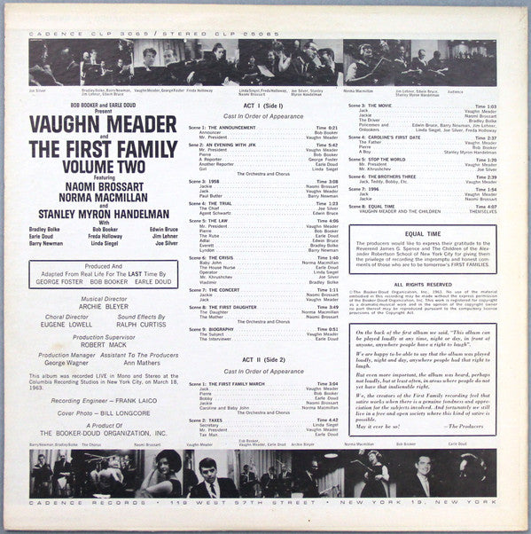 Bob Booker And Earle Doud Featuring Vaughn Meader And The First Family (2) Featuring Naomi Brossart, Norma Macmillan And Stanley Myron Handelman : The First Family Volume Two (LP, Album, Mono)