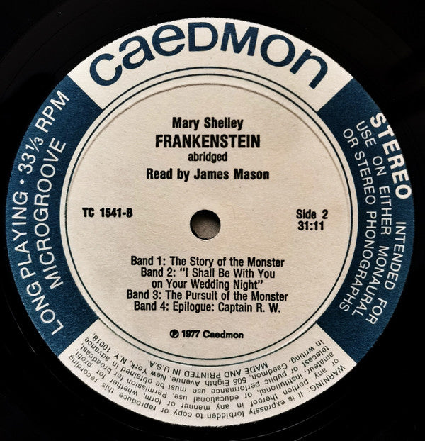 James Mason (6), Mary Shelley (2) : Frankenstein, Abridged (LP, Album)