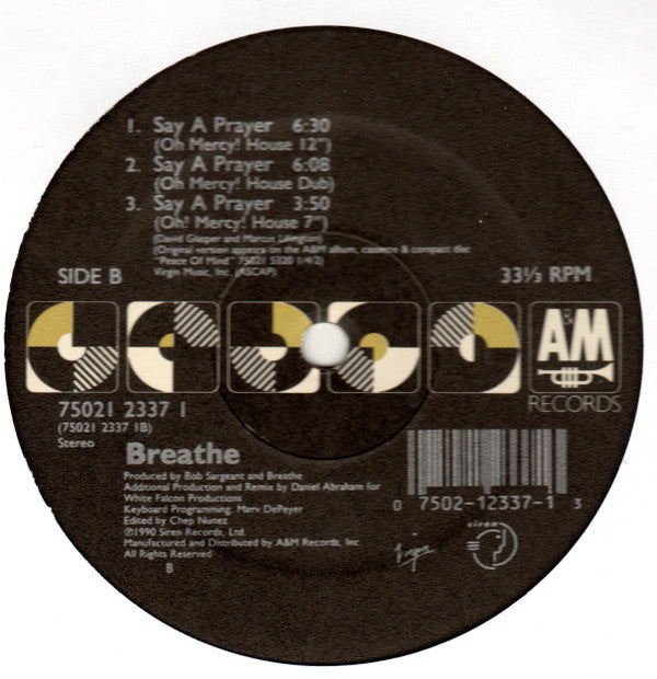 Breathe (3) : Say A Prayer (12", Single)