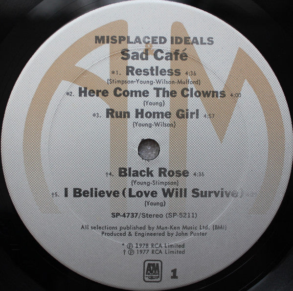 Sad Café : Misplaced Ideals (LP, Album, Ter)