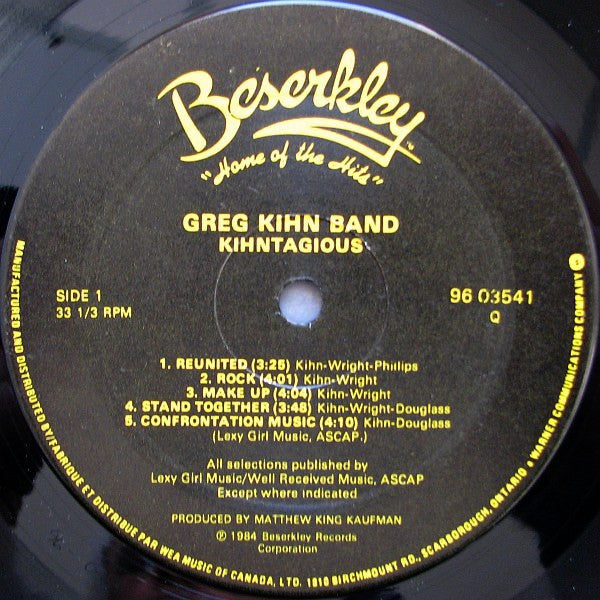 Greg Kihn Band : Kihntagious (LP, Album)