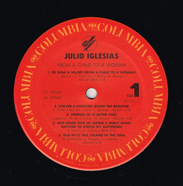 Julio Iglesias : From A Child To A Woman (LP, Album)