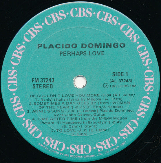 Placido Domingo With John Denver : Perhaps Love (LP, Album)