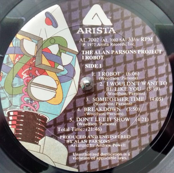 The Alan Parsons Project : I Robot (LP, Album, RE, RM, Qui)