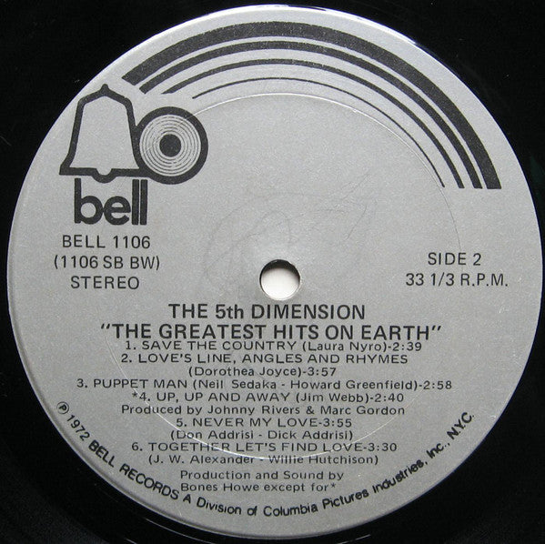The Fifth Dimension : The Greatest Hits On Earth (LP, Comp)