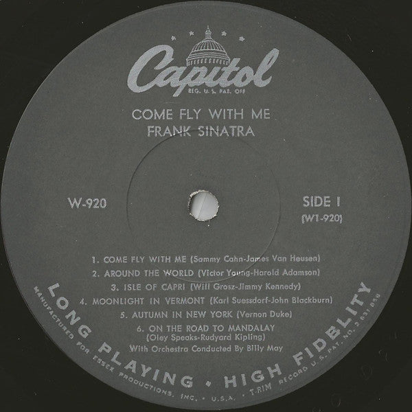 Frank Sinatra : Come Fly With Me (LP, Album, Mono, Scr)