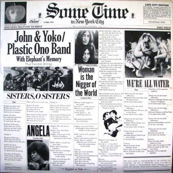 John Lennon & Yoko Ono / The Plastic Ono Band With Elephants Memory Plus Invisible Strings : Some Time In New York City (2xLP, Album, RE, Los)