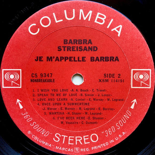 Barbra Streisand : Je M'Appelle Barbra (LP, Album)
