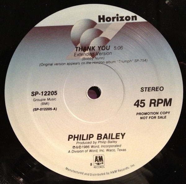Philip Bailey : Thank You (Extended Version) (12", Single, Promo, Gre)