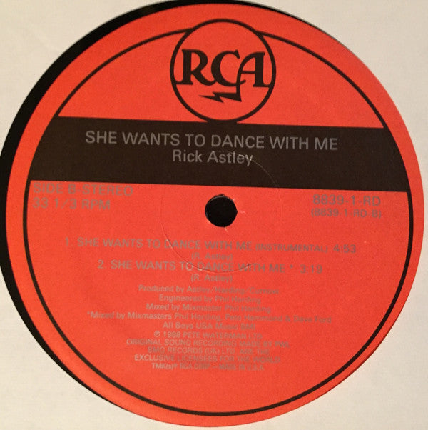 Rick Astley : She Wants To Dance With Me (12", All)