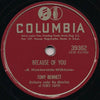 Tony Bennett : I Won't Cry Anymore / Because Of You (Shellac, 10")