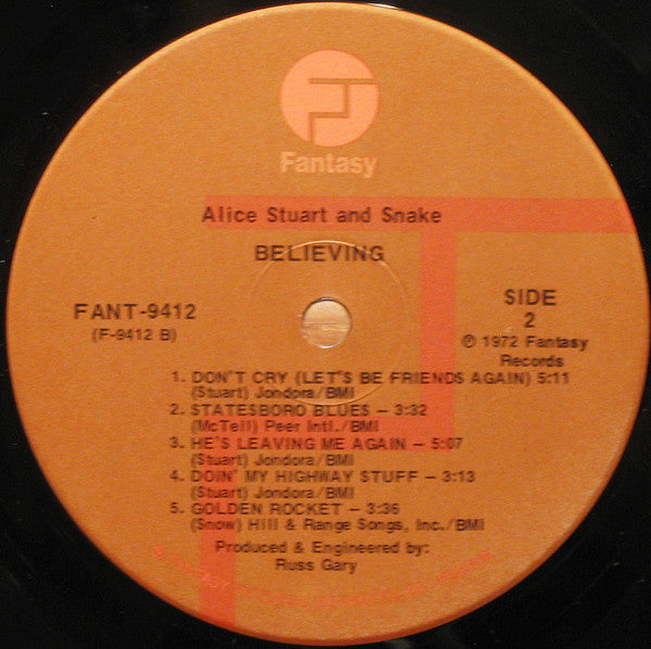 Alice Stuart And Snake : Believing (LP, Album)