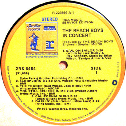 The Beach Boys : In Concert (2xLP, Album, Club)