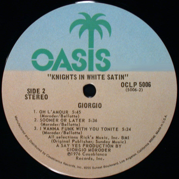 Giorgio Moroder : Knights In White Satin (LP, Album)